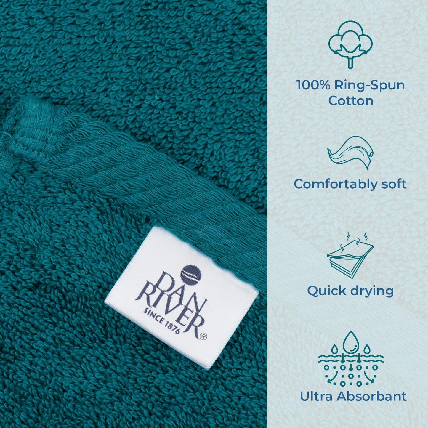 DAN RIVER Pack of 1 Bath Sheet 40x80 Inches, Premium Oversized Towels for Adults, Super Soft and Quick Dry - Teal