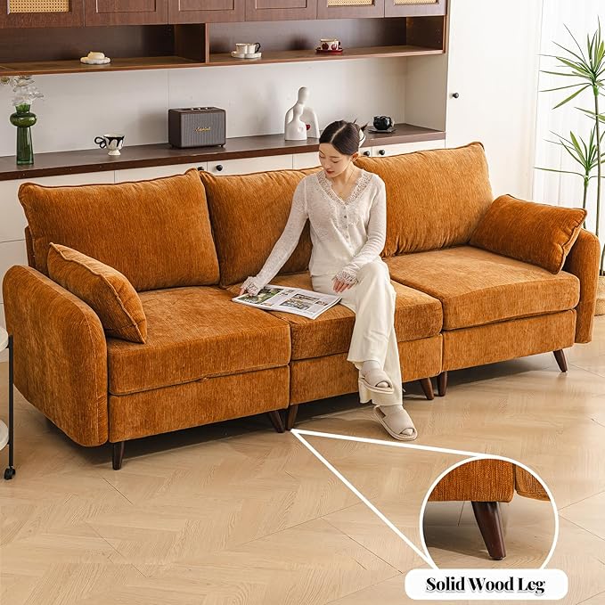 Rexulqo 135'' Modular Sectional Sofa with All Seats Storage, Oversized L Shaped Couch,4-Seater Comfy Cloud Couches with Movable Ottoman,24.5'' Deep Seat,Big Sofas for Living Room,Bedroom,Velet,Yellow