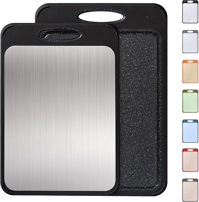 2 in 1 Stainless Steel Cutting Board with Handle 2 Packs Dad Parents Papa Stepdad Pappy Poppy Pawpaw Who Want Nothing Everything Future Groom Bride Law Christmas Xmas Happy Birthday Gifts Ideal