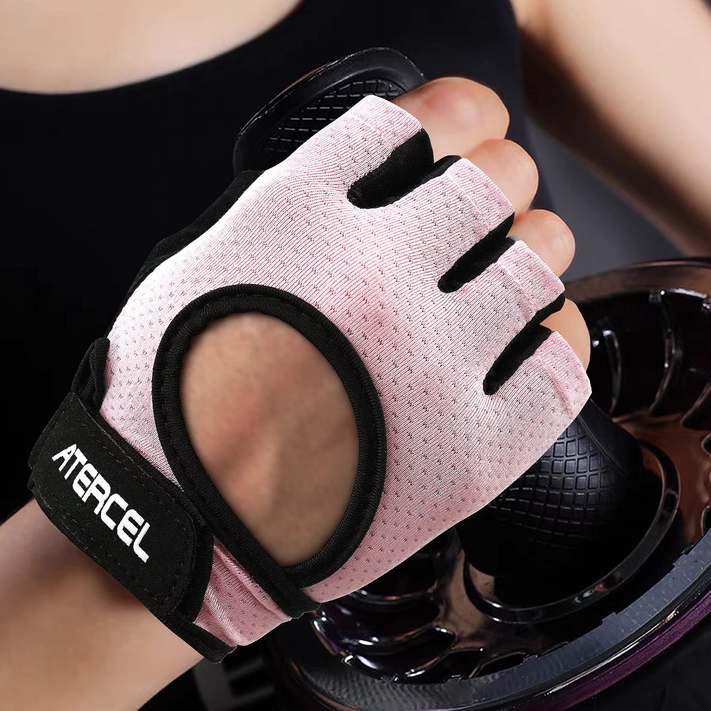 ATERCEL Weight Lifting Gloves Full Palm Protection, Workout Gloves for Gym, Cycling, Exercise, Breathable, Super Lightweight for Men and Women(Pink, M)