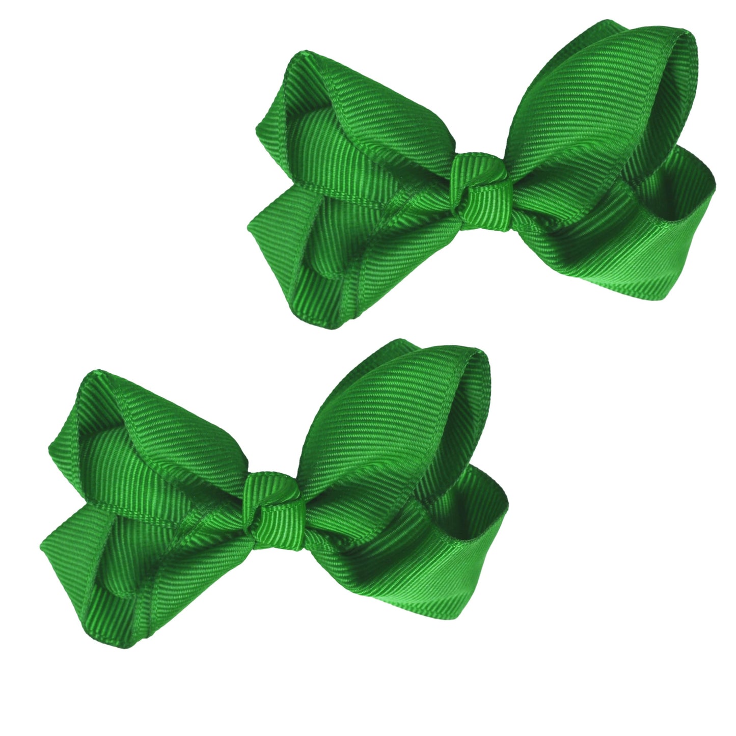 3 Inch Grosgrain Bow for Little Girls- Set of 2 (Kelly Green)