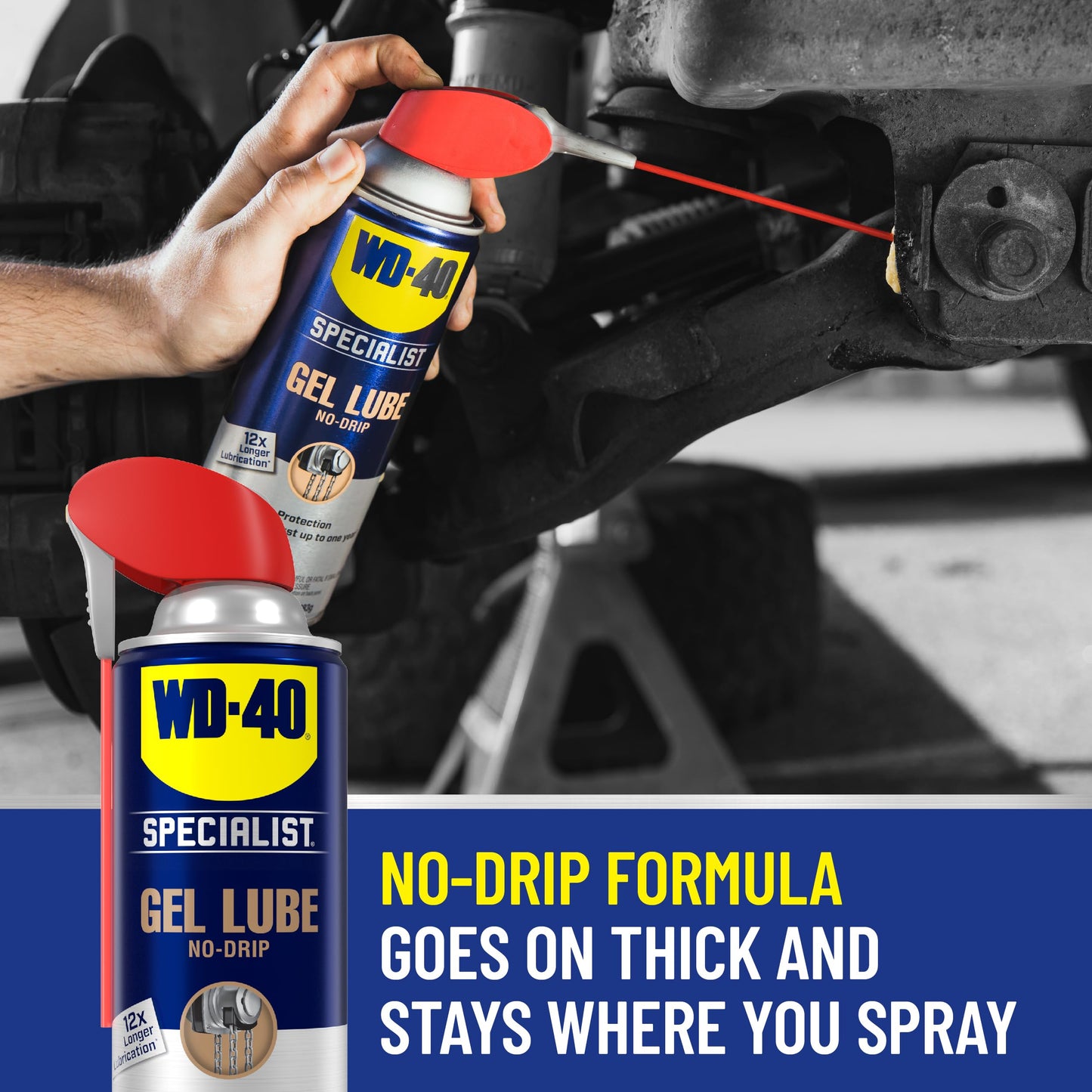 WD-40 Specialist Gel Lube with Smart Straw Sprays 2 Ways, Twin Pack, 10oz cans, No drip Lubricant, Non-Fling Lubricant, (Pack of 2) (300851)