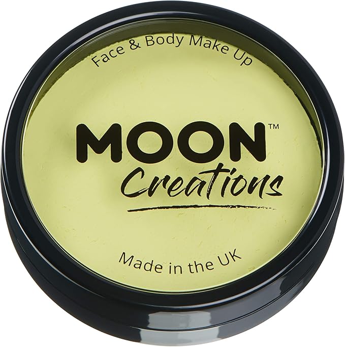 Moon Creations Pro Face & Body Paint Cake Pots Light Yellow - Professional Water Based Face Paint Makeup for Adults, Kids - 1.26oz