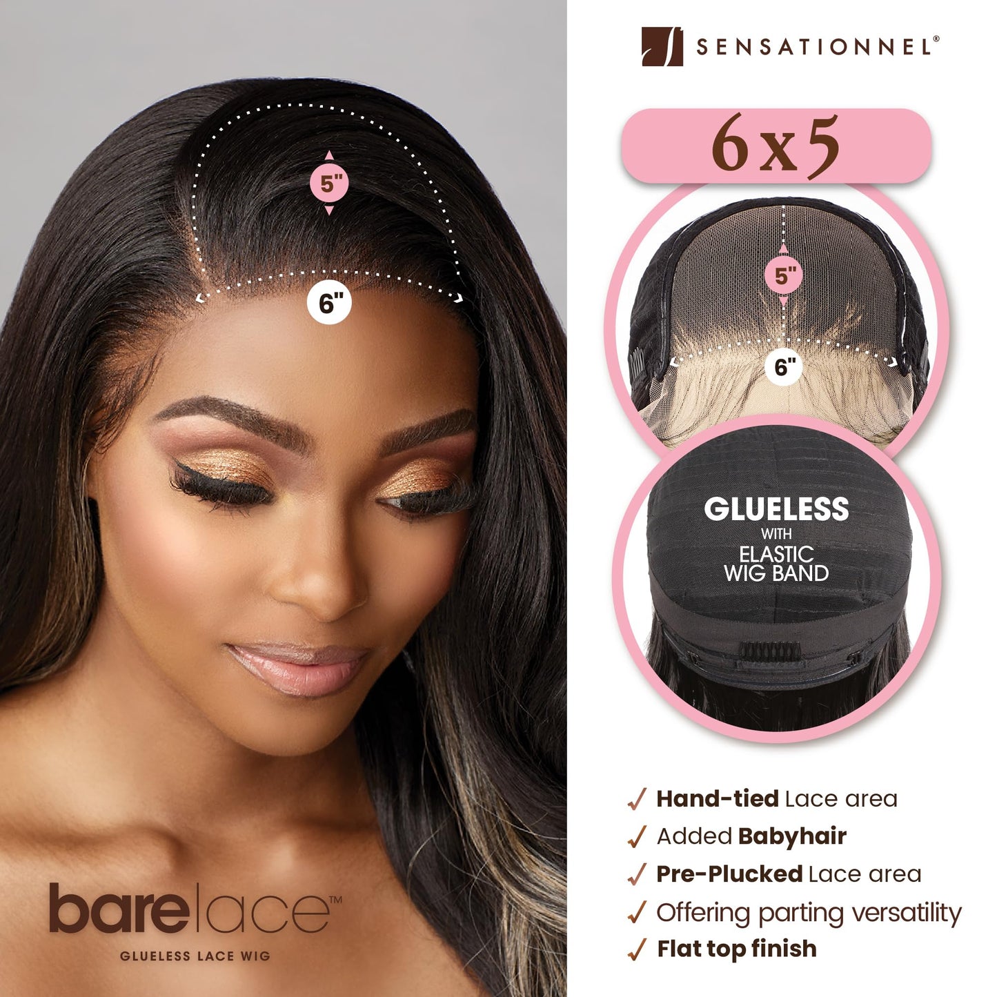 Sensationnel Bare Lace 6X5 Lacewig - Unit 3 Lacefrontal Glueless Synthetic 180 Degree Preplucked Hairline (CARAMELBLONDE)