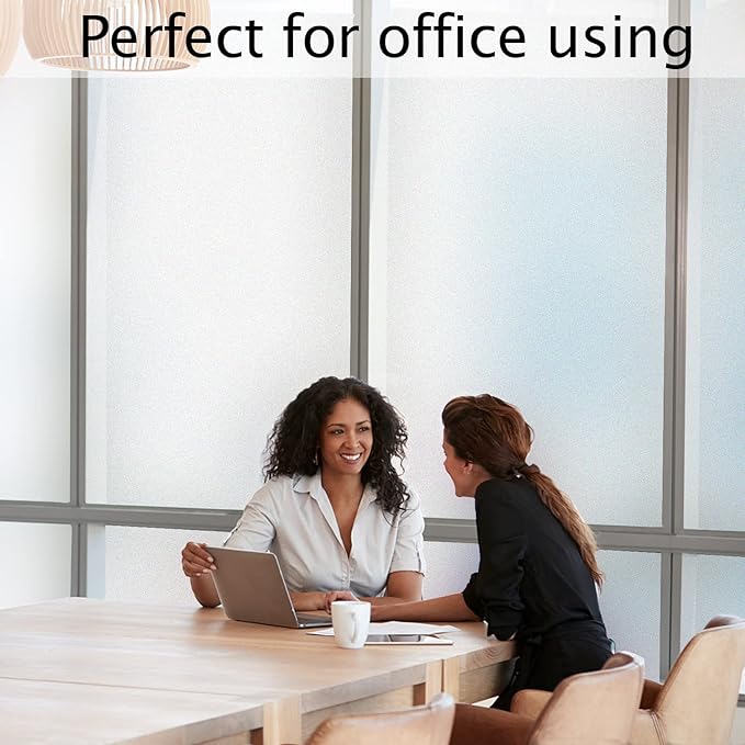 HIDBEA Frosted Window Privacy Film Heat Control UV Blocking, Static Cling Non-Adhesive Reusable Door coverings for Bathroom Home Office (Frosted 41.3 Inch x 13.1 Feet)