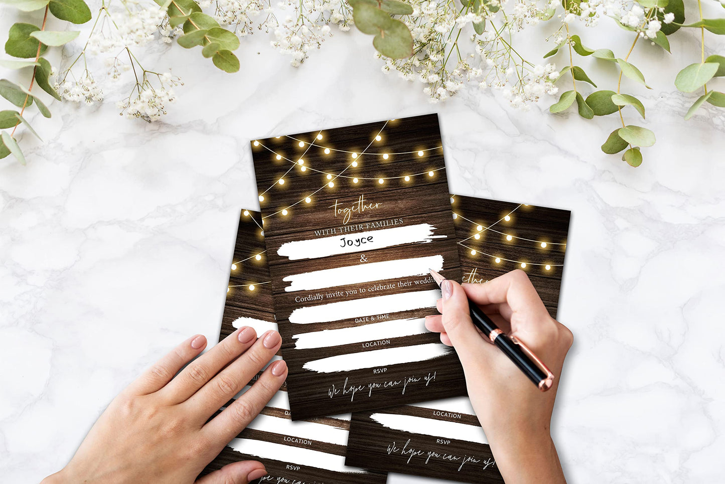 mermermu Wedding Invitation Cards with Envelopes - Rustic Wooden Fill in The Blank Bridal Shower Invite Cards, Party and Receptions Supplies, 25 Invites With Envelopes - 010TOGETHER