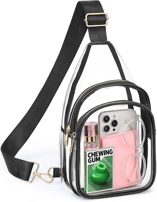 HULISEN Clear Sling Bag for Stadium Events, Clear Purse for Women, Stadium Approved Crossbody Handbag for Concerts Sports Fan