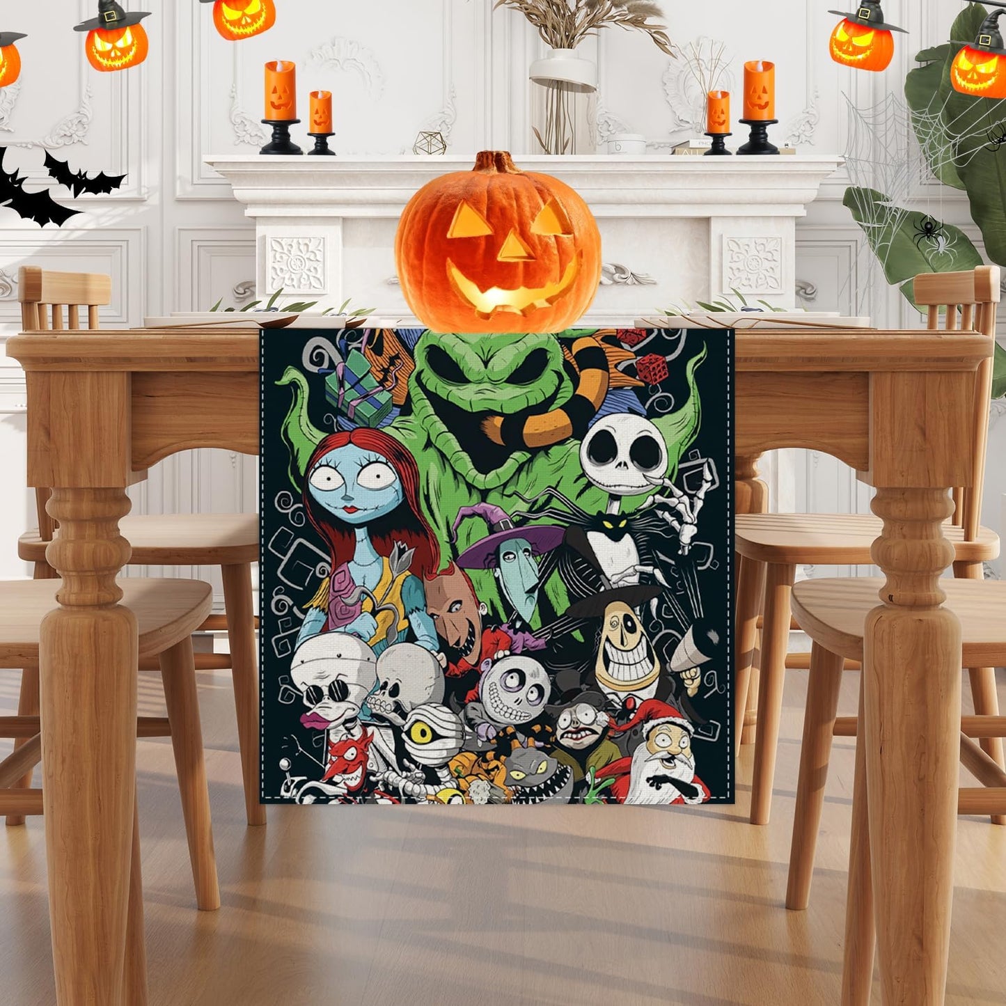 Linen Christmas Halloween Table Runner Christmas Decorations and Supplies for Home Kitchen Dining Room Table