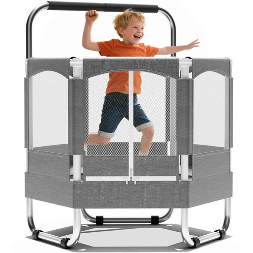 EL&IT·Wings 4.7FT Trampoline for Kids with Net, Indoor Outdoor Toddler Trampoline with Safety Enclosure, Safe Hexagon No-Gap Design, Birthday Gifts for Kids, Age 1-8