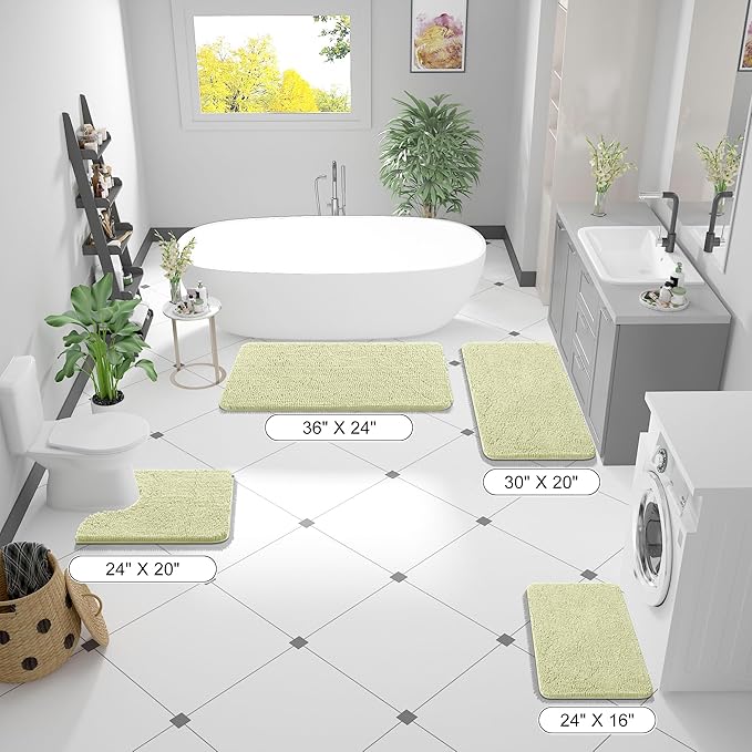 OLANLY Bathroom Rugs 24x16, Extra Soft Absorbent Chenille Bath Rugs, Rubber Backing Quick Dry, Machine Washable Bath Mats for Bathroom Floor, Tub and Shower, Home Decor Accessories, Vanilla