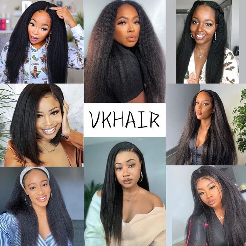 VKHAIR Kinky Straight Clip in Hair Extensions for Black Women Human Hair Clip In Extensions 20 Inch 10Pcs 120g Natural Black Full Head Unprocessed Remy Human Hair (Natural Black, 20 Inch)