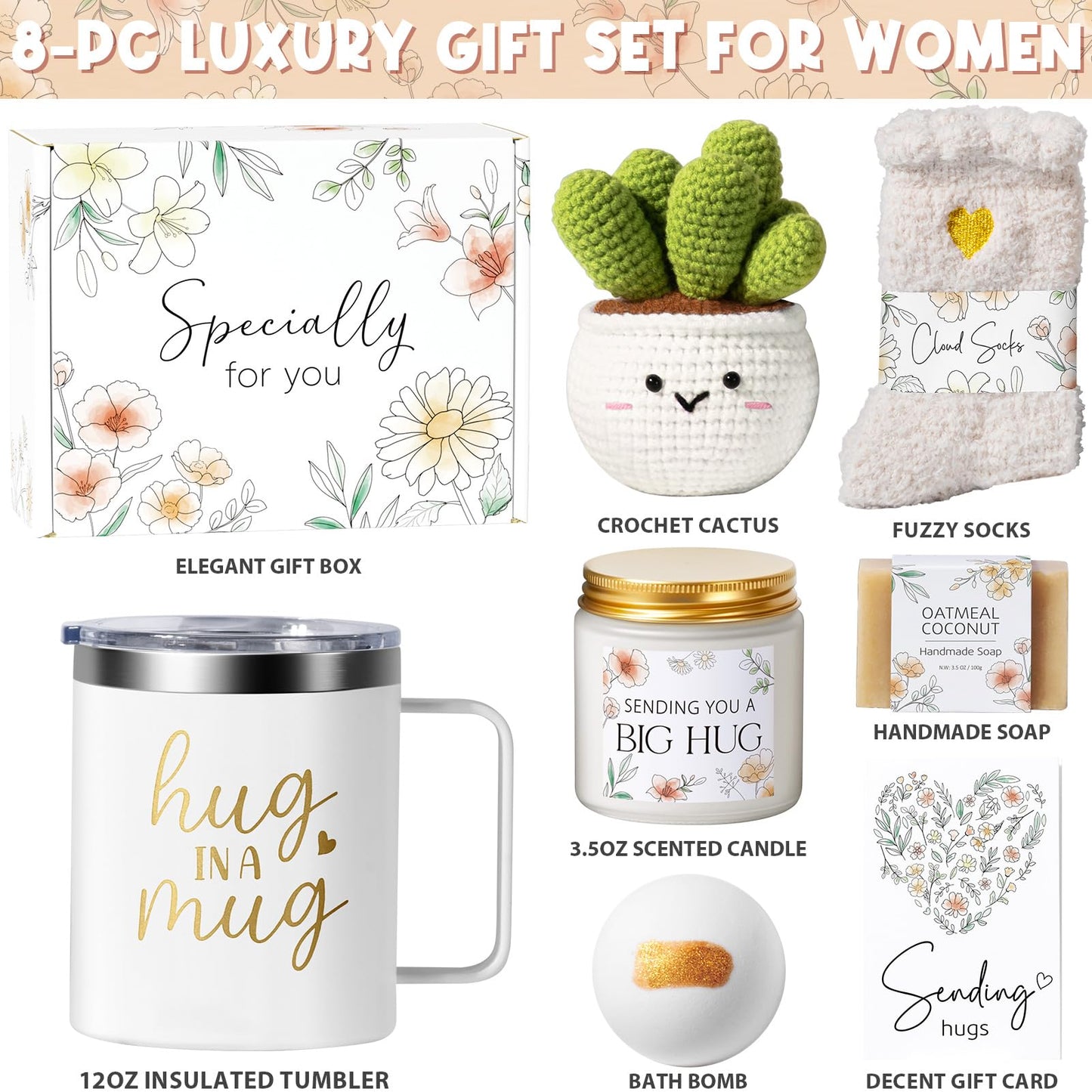 Self Care Get Well Soon Gifts Basket for Women, Birthday Gifts for Women Spa Care Package, Thinking of You Inspirational Sympathy Gift Basket, Unique Mothers Day Gift for Mom Her Wife Friend Sister