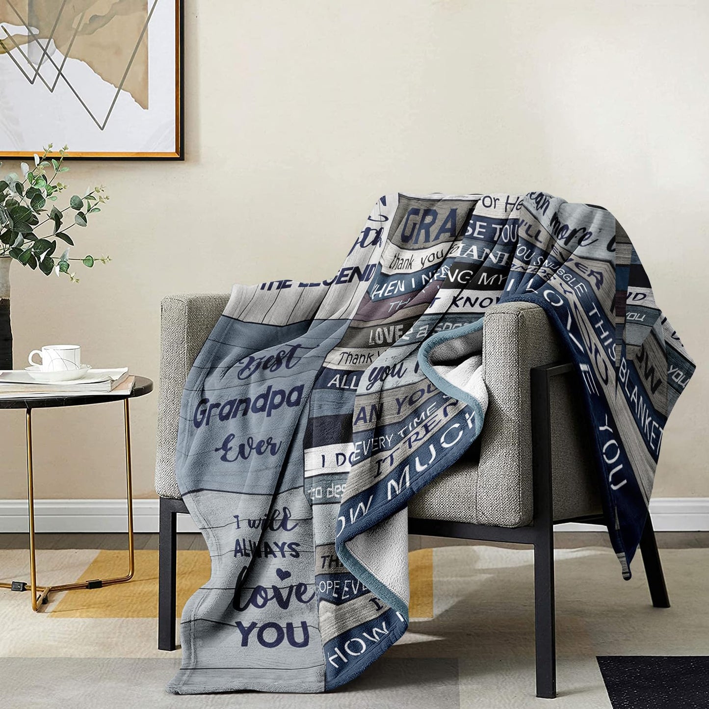Yamco Grandpa Gifts - Gifts for Grandfather 60" x 50" Blanket - Unique Papa Presents from Grandson - Great Fathers Day Birthday Gifts for Grandfather - Best Pop Pop Gift Ideas for Paw Paw