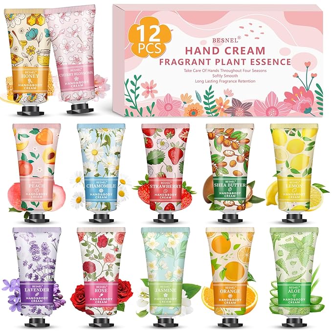 12 Pack Hand Cream Gift Set For Women, Mini Hand Lotion Travel Size in Bulk for Dry Cracked Hands, Graduation Gifts, Teacher Appreciation Gifts, Thanksgiving gift, Bridesmaid Gift,Party Favors