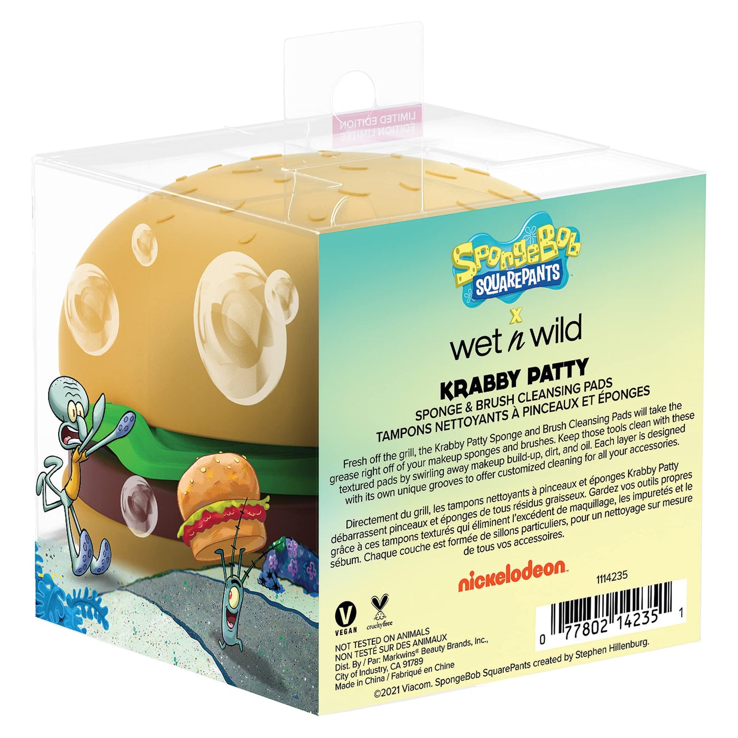 wet n wild SpongeBob Brush Cleaning Pads SpongeBob Squarepants Makeup Tools Brush Cleaning Mat, Krabby Patty