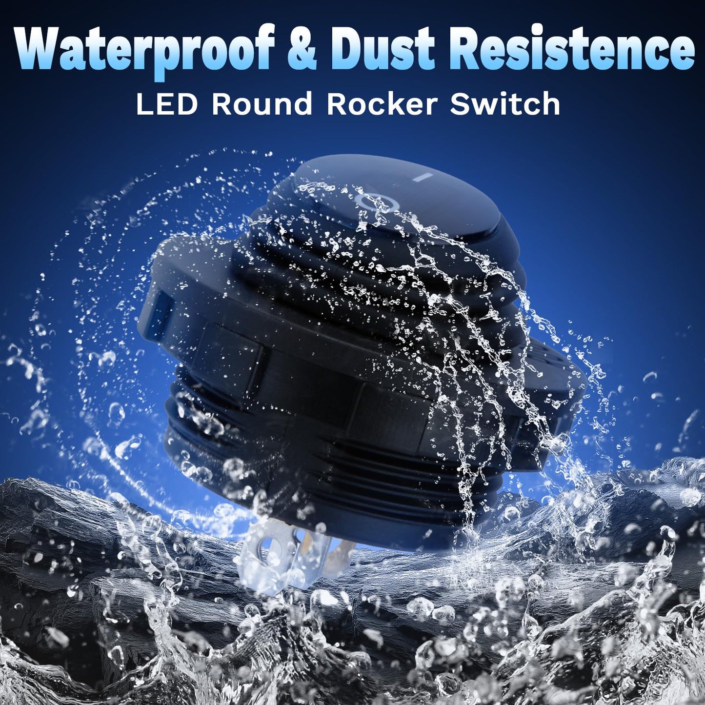 Round Rocker Switch, Toggle Switch 12V, Waterproof Lighted LED On/Off Switch for Car, Marine Toggle Switch, Automotive Power Switch, SPST 3 Pin