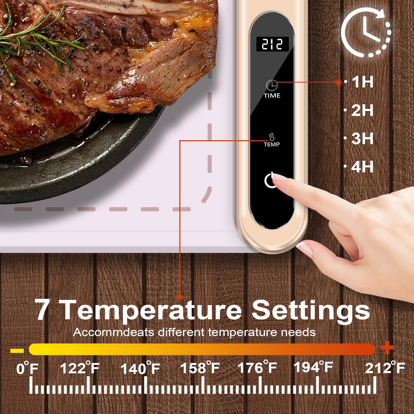 Warming Mat for Food Warmer Heating: Electric Silicone Hot Trays & Warm Buffer Plate 7-Level Temperature Control,Foldable Heat Pad,Keep Dishes Heater,Gift for Kitchen & Party - Rose Quartz