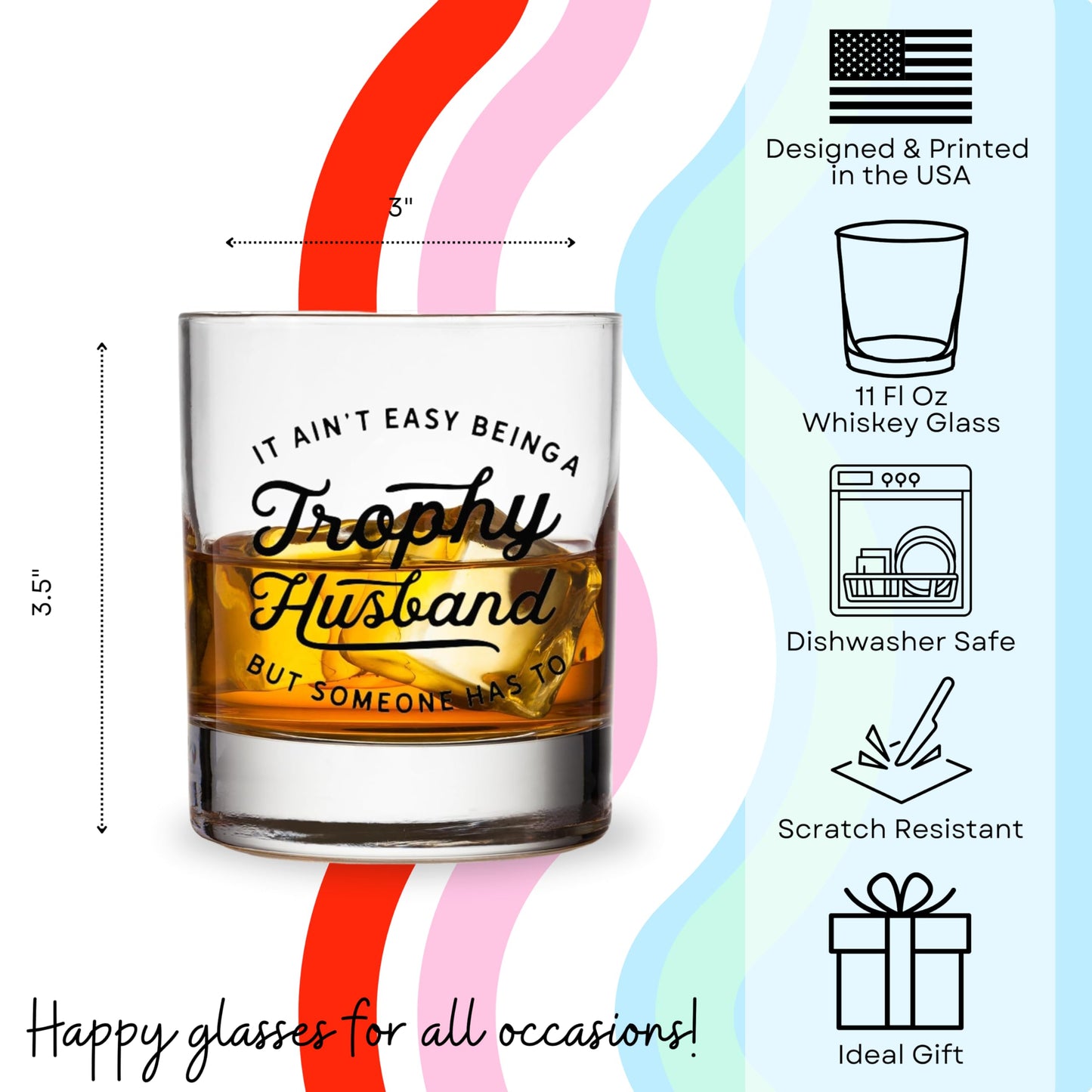 Trophy Husband Whiskey Glass – Funny Bourbon & Whiskey Gifts for Men – Christmas Gift for Husband, Cool Anniversary or Birthday Gift for Him from Wife, Romantic Husband Gift Idea
