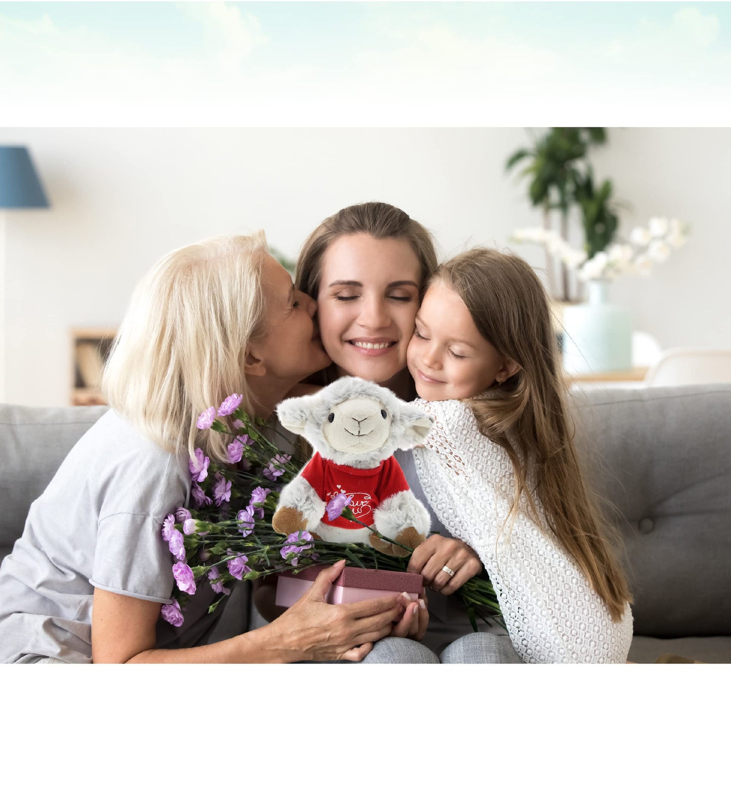 DolliBu I Love You Valentine Plush Squat Sheep - Cute Stuffed Animal with Red Shirt and Name Personalization Gift for Valentines Day, Birthday, Anniversary, Romantic Date - 8 Inches