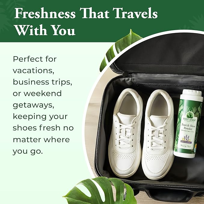 FOOT SENSE All Natural Foot & Shoe Powder, Foot Odor Eliminator for Long-Lasting Odor Control Lasts up to 6 Months, Disinfects & Deodorizes, Safe for Men, Women, Kids, Athletes, 100g