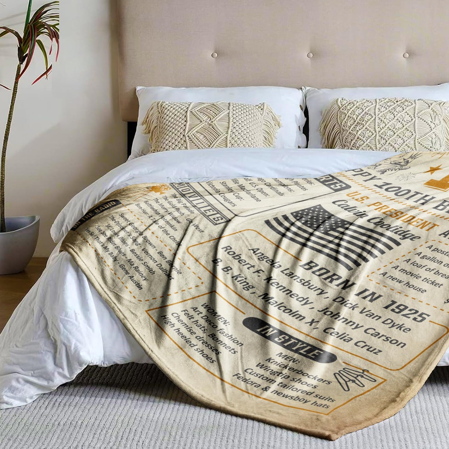 100th Birthday Decorations for Women or Men, 100th Birthday Gifts for Women Men, 100th Birthday Party Supplies, Gifts for 100 Year Old Woman Man Grandma Grandpa Dad Mom Throw Blanket 60x50 Inch