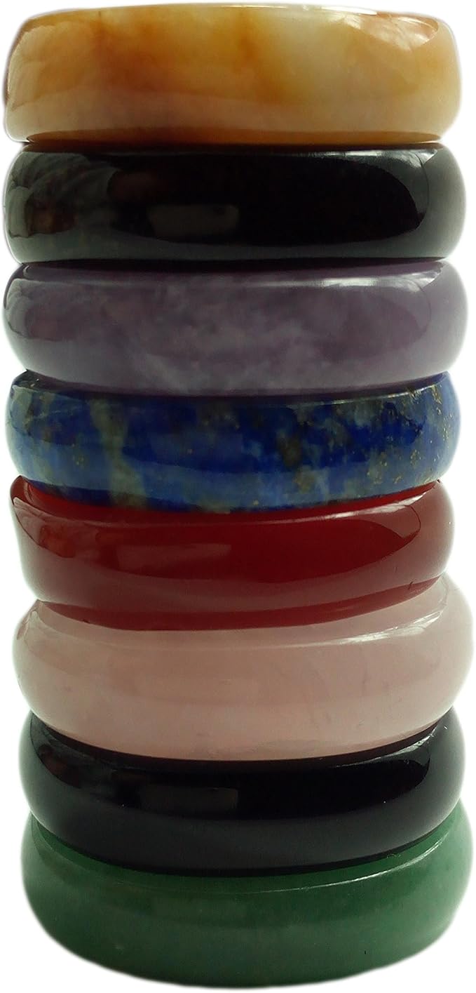 Mina Heal Chakra Stones 8 PCS Kit, Oval Shape, Tumbled & Polished, for Use in Grounding Balancing Soothing Meditation Reiki or as Worry Stones, Hot Spa Rock & Massage