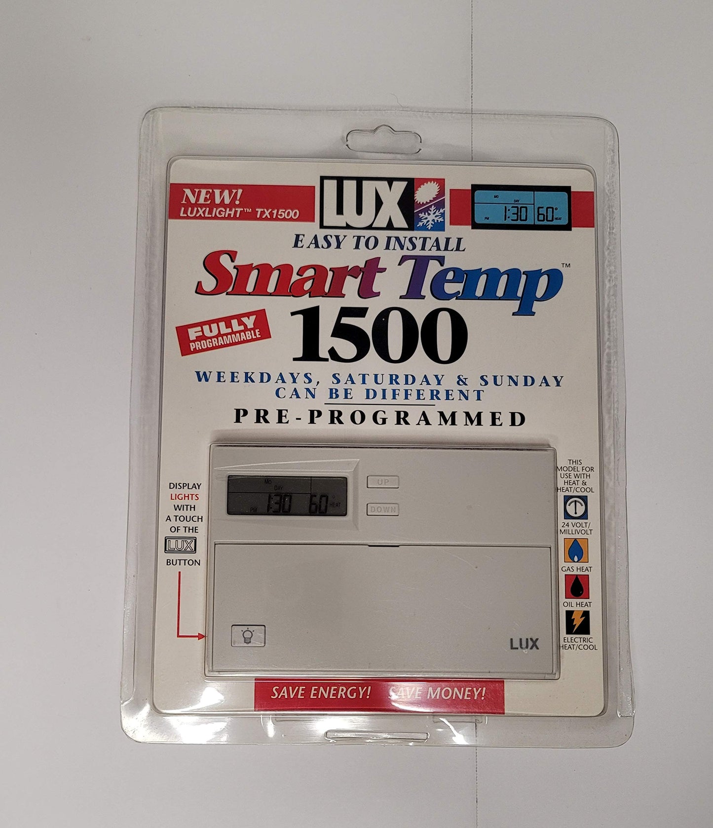 Lux TX1500E Smart Temp Programmable Thermostat