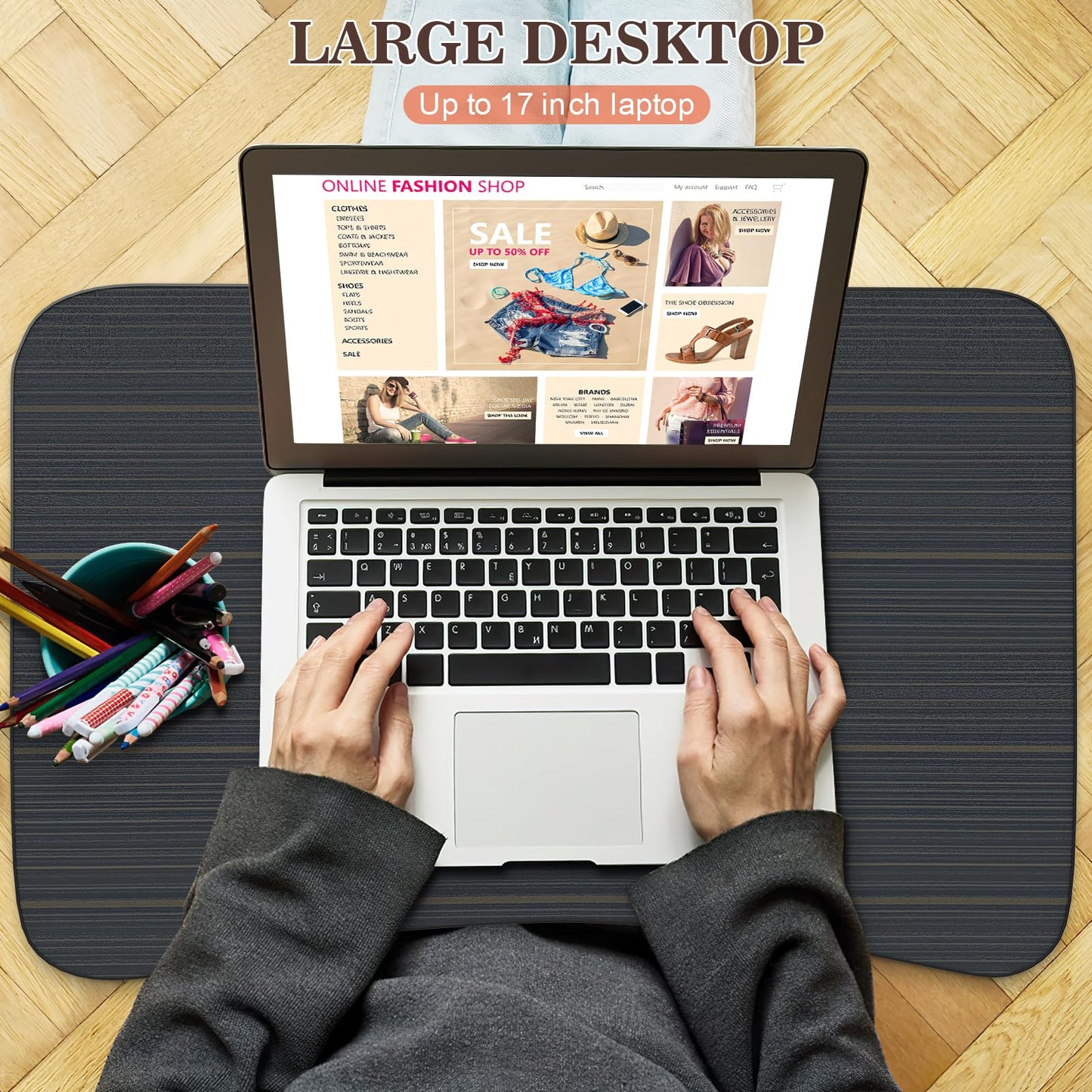 Zapuno Laptop Bed Desk, Foldable Laptop Tray Table with Tablet Slot, Lapdesk Laptop Stand for Bed Portable Standing Table for Bed Couch Floor