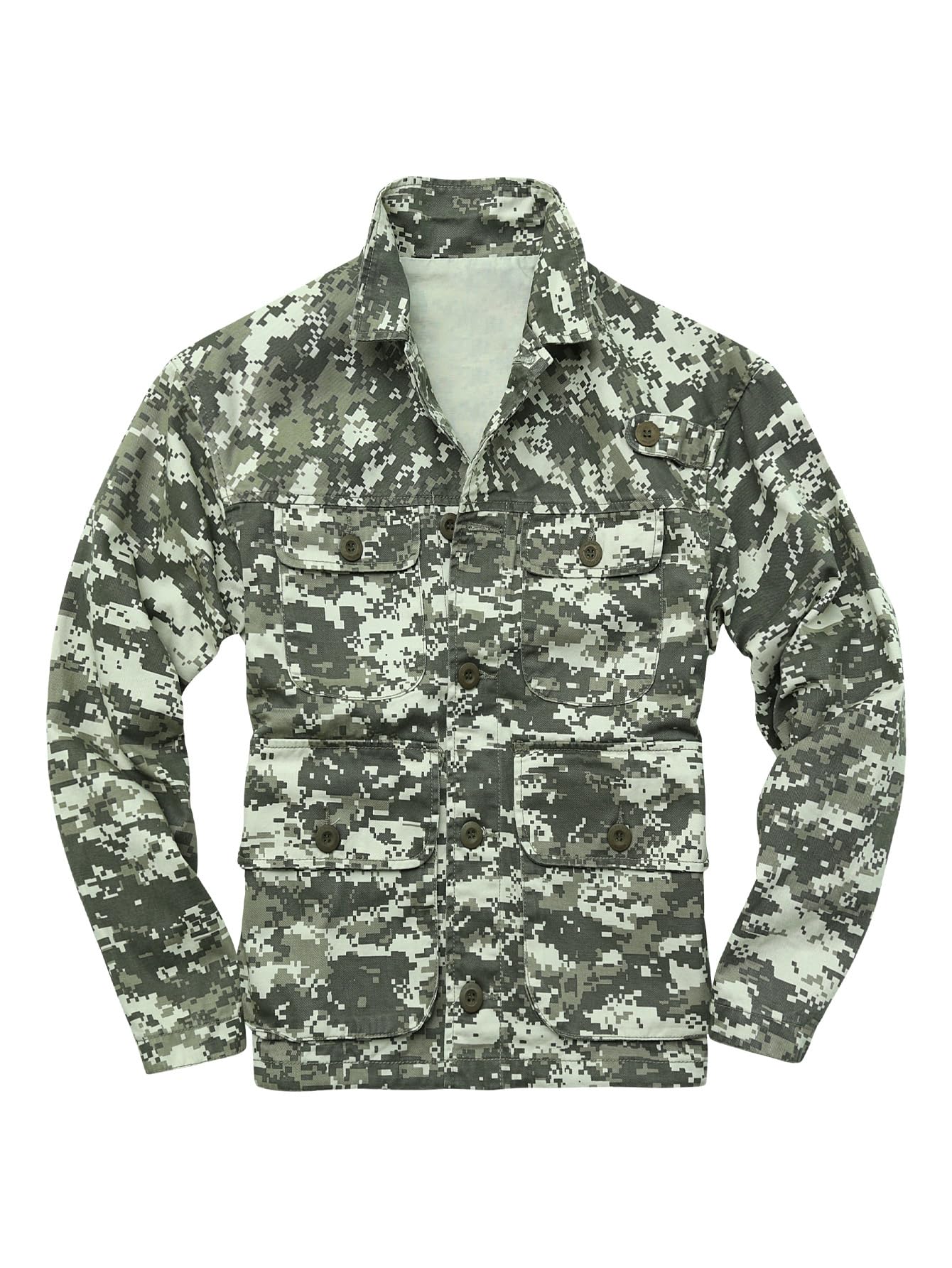 AKHKING Men's Camo Jacket M65 BDU Military Field Jacket Cotton Tactical Combat Army With Multi-Pockets Coat M
