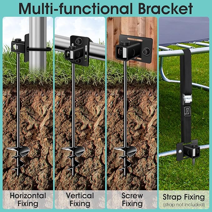 Payivsve Ground Anchors Screw in, Multi-Purpose Trampoline Stakes Heavy Duty, 3" Wider Spiral Mobile Home Anchors Hurricane Earth Anchor for Trampoline, Storage Shed, Swing Sets, Carports