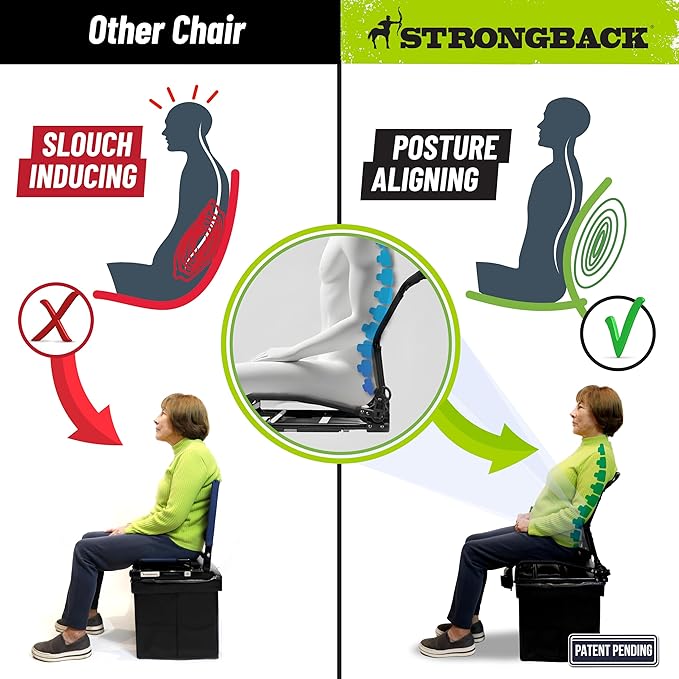 STRONGBACK Lumbar Support Stadium Seat for Bleachers – Ergonomic Chair with Back Support for Adults & All-Day Comfort