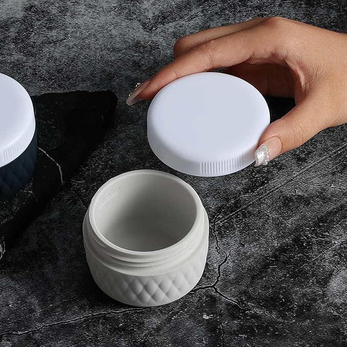 Travel Containers for Toiletries, Silicone Cream Jars BPA-Free, TSA Approved 2oz Travel Size Containers, Leak-proof Silicone Jars with Lid for Cosmetic Face Hand Body Cream (4 Pack)