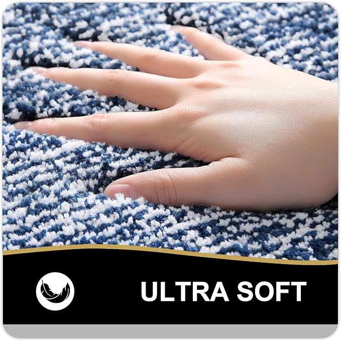 OLANLY Bathroom Rugs 30x20, Extra Soft and Absorbent Microfiber Bath Mat, Non-Slip, Machine Washable, Quick Dry Shaggy Bath Carpet, Suitable for Bathroom Floor, Tub, Shower (Medium, Navy)