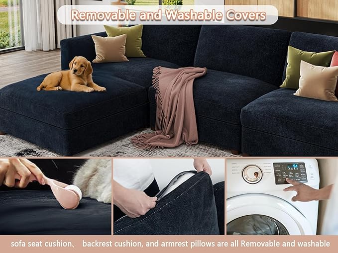 EASE MOOSE Modular Sofa,Oversized U Shape Sectional Modular Sofa,Wide Deep seat Sectional Sofa,FSC Certified Comfortable