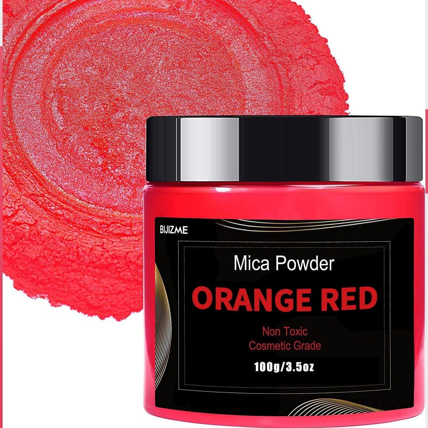 Deep Red Mica Powder Pigment (100g) -Cosmetic Grade Metallic Mica Powder for Epoxy Resin, Lip Gloss, Soap,Candle making, Bath Bombs,Tumblers, Jewelry, Dyes and DIY Crafting Projects(Orange Red, 3.5oz)