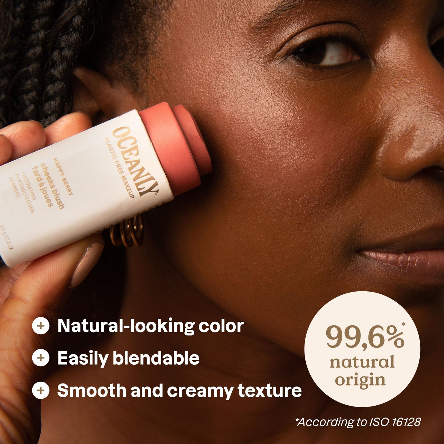 ATTITUDE Oceanly Plastic-Free Lightweight Blush Stick, Titanium Dioxide-Free, EWG Verified, Vegan & Cruelty-free Makeup, Happy B