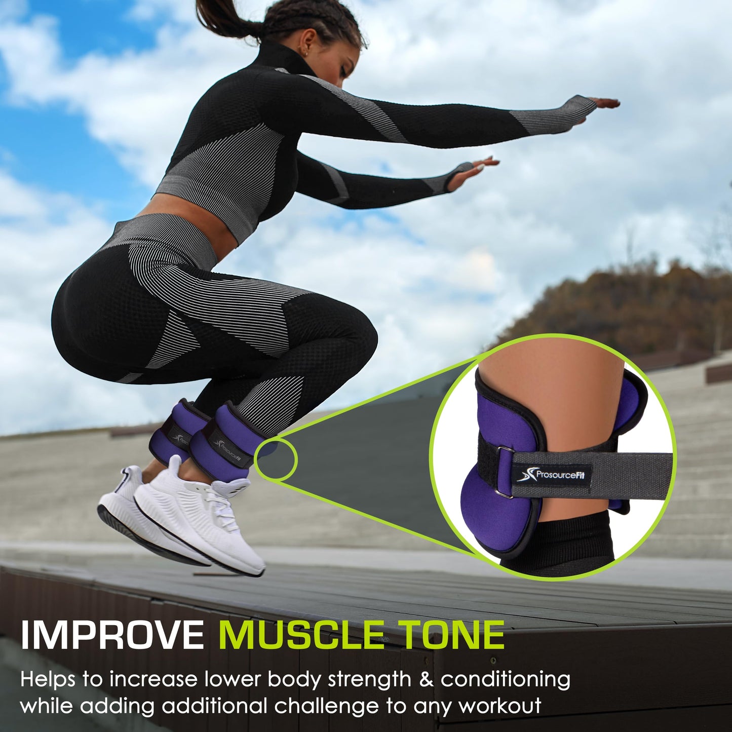 ProsourceFit Ankle / Wrist and Arm / Leg Weights Set of 2, Adjustable Strap for Men and Women, Purple 2.5 LB