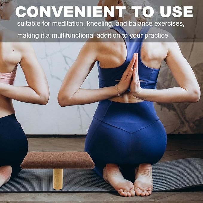 Ergonomic Portable Kneeling Stool with Soft Cushion Small Wooden Prayer Bench for Meditation and Balance Exercises Posture Support Seat for Adults