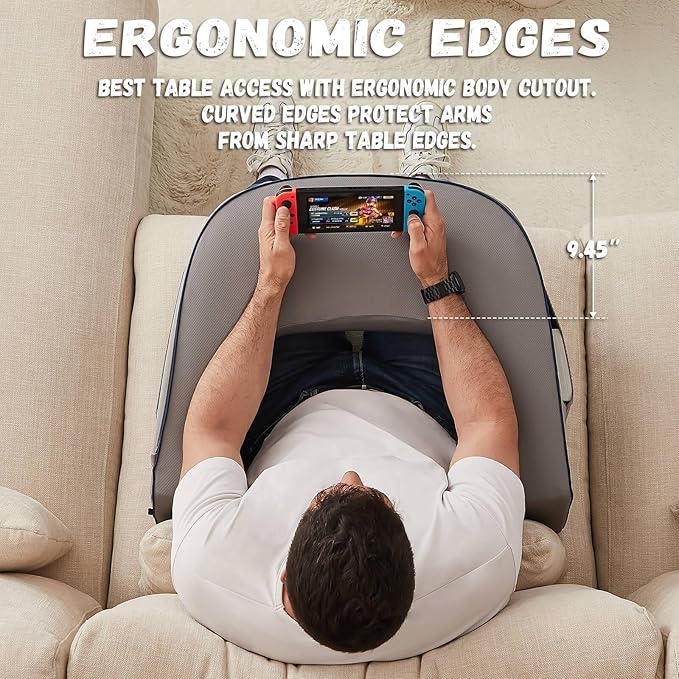 cooloo8 Reading Pillow for Gaming, Extra Large Laptop Pillow for Adult, Memory Foam Lap Desk Gaming Pillow for Reading, Working, Playing Steam Deck Switch or Sitting in Bed Floor Sofa(Grey)