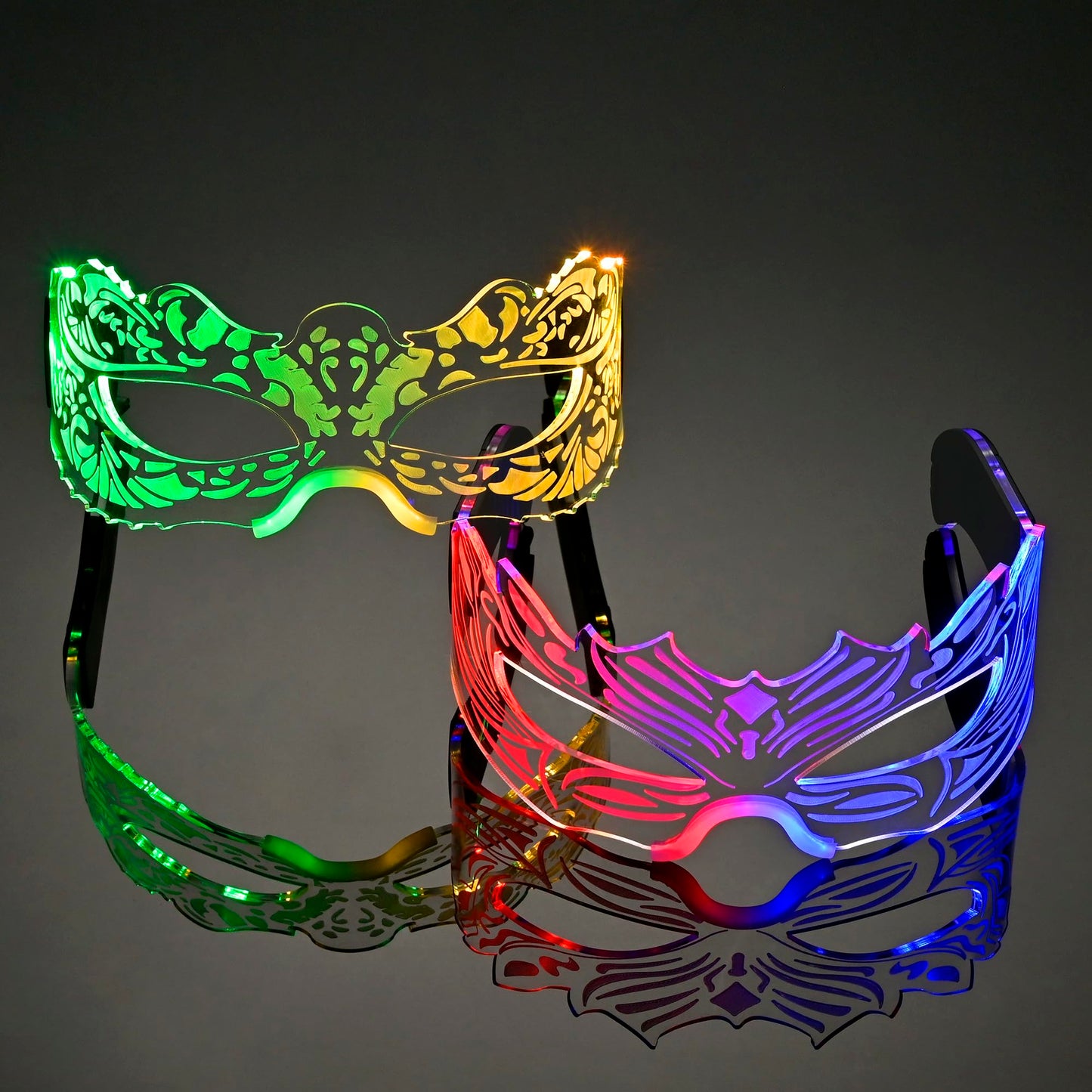 Oybete 2 Pairs Light Up Glasses For Party LED Masquerade Mask Cosplay Costume Neon Sunglasses Festival Accessories,Gifts (Cool Glasses)