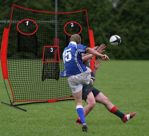 Mini Tang Football Throwing Net -6FT x 6FT Quarterback Passing Target Net with 3 Catch Zones Training to Improve Passing Accuracy Youth & Adult