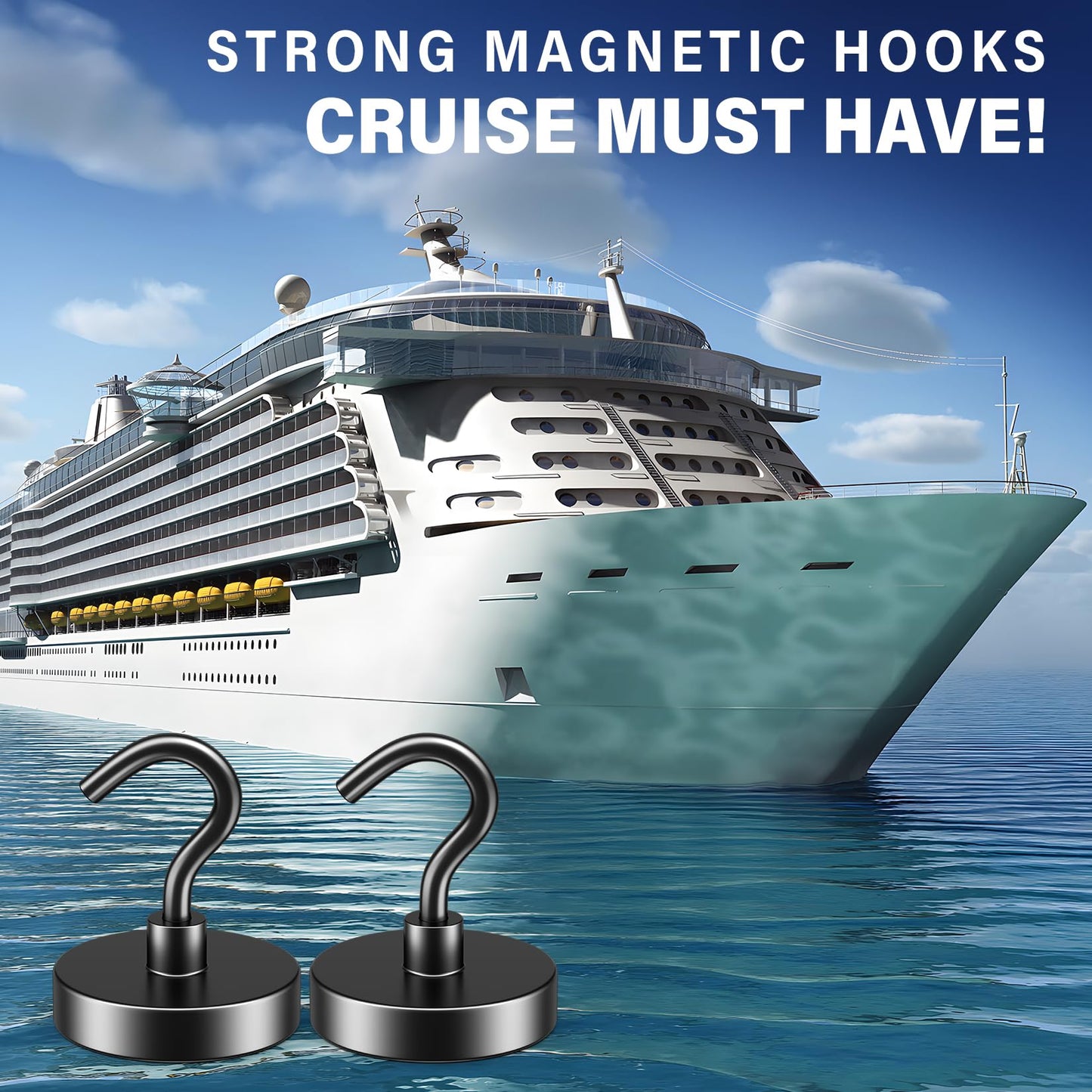 FINDMAG Magnetic Hooks Heavy Duty, 80lb+ Strong Magnetic Hooks for Cruise Cabins, Heavy Duty Magnets with Hook for Refrigerator, Black Magnet Hook for Classroom Kitchen Home 2026 Cruise Essentials