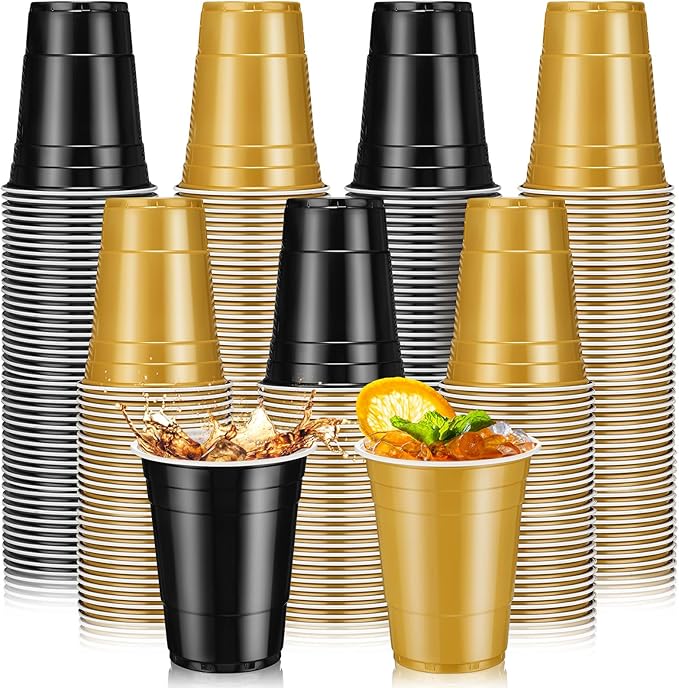 Lounsweer 100 Pack 16 Ounce Plastic Party Cups Heavy Duty Drinking Water Cups for Valentine Carnival St. Patrick's Day Hol...