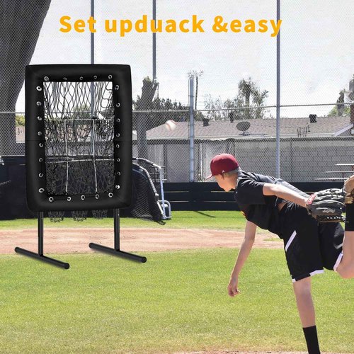 THWTGH Upgraded 9 Hole Pitching Net, Baseball Pitching Target with Strike Zone Pockets, Height Adjustable Softball Baseball Training Equipment for Hitting and Pitching