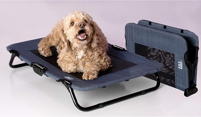 Pet Gear Lifestyle Pet Cot Elevated Bed, No Assembly Required, Premium Tear Resistant Cooling Mesh, Indoor & Outdoor, Ligh...