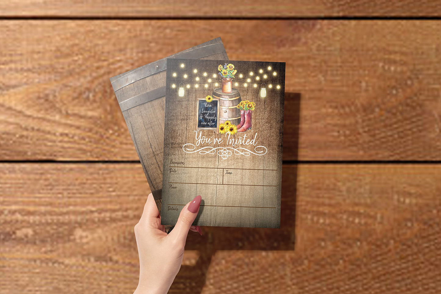 Your Main Event Prints Country Rustic Sunflower Invitations - Rustic Elegant Invites for Wedding Rehearsal Dinner, Bridal Shower, Engagement