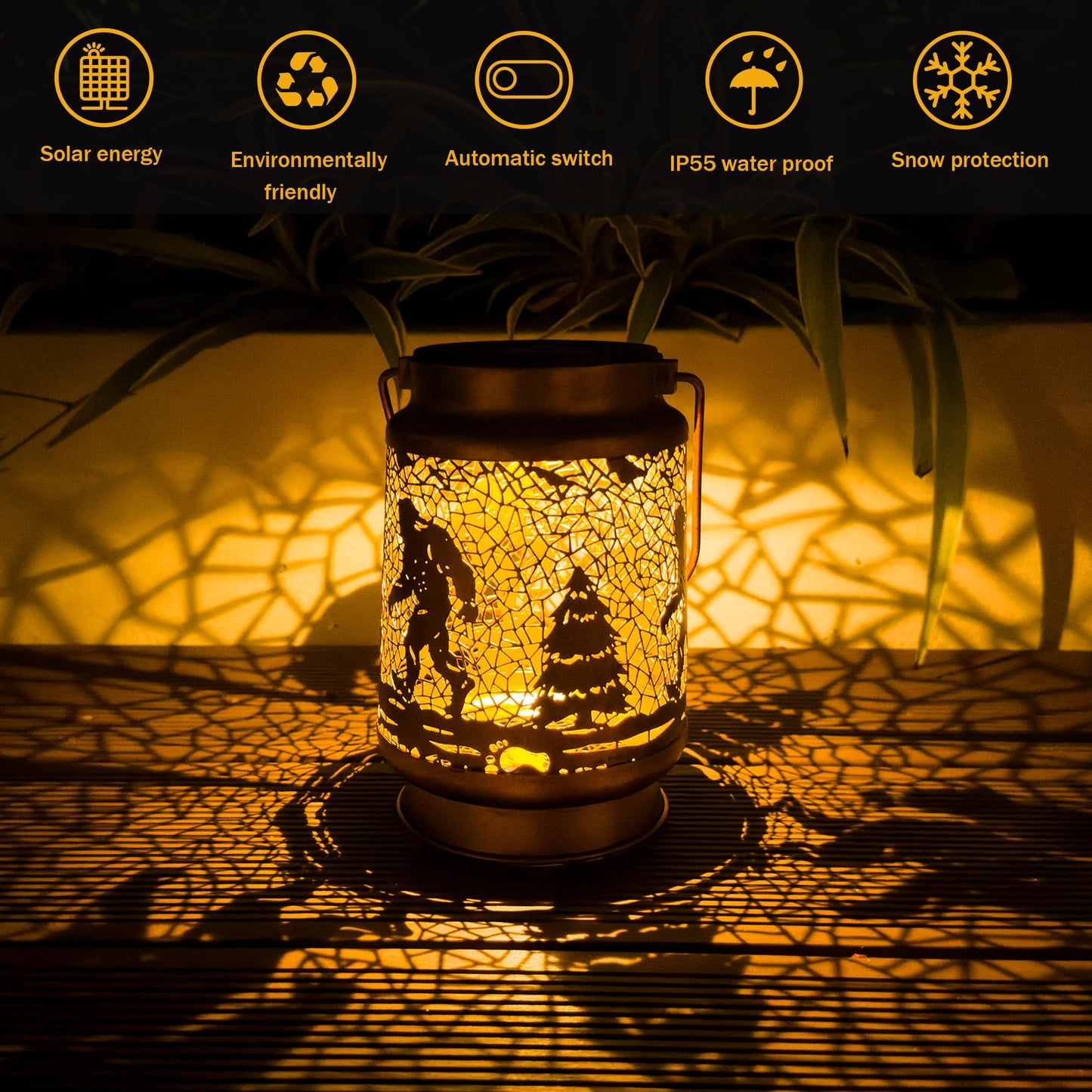 OFEWPAGA Bigfoot Solar Lanterns Outdoor Waterproof, Big Foot Sasquatch Gifts for Women Men, Hanging Solar Lights for Yard, Patio, Garden Decor