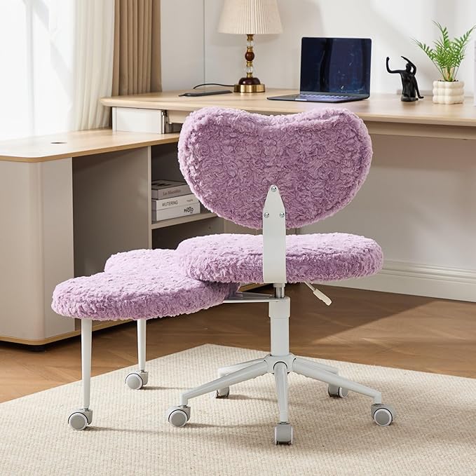 Cross Legged Office Chair for Adults, Criss Cross Office Chair with Wheels, Adjustable Meditation Chair with Lumbar Support, ADHD Desk Chair for Home Office, Violet