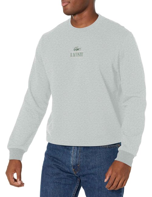 Lacoste Men's Core Collection Classic Fit Branding Crew Neck Sweatshirt, Argent Chine, XX-Large