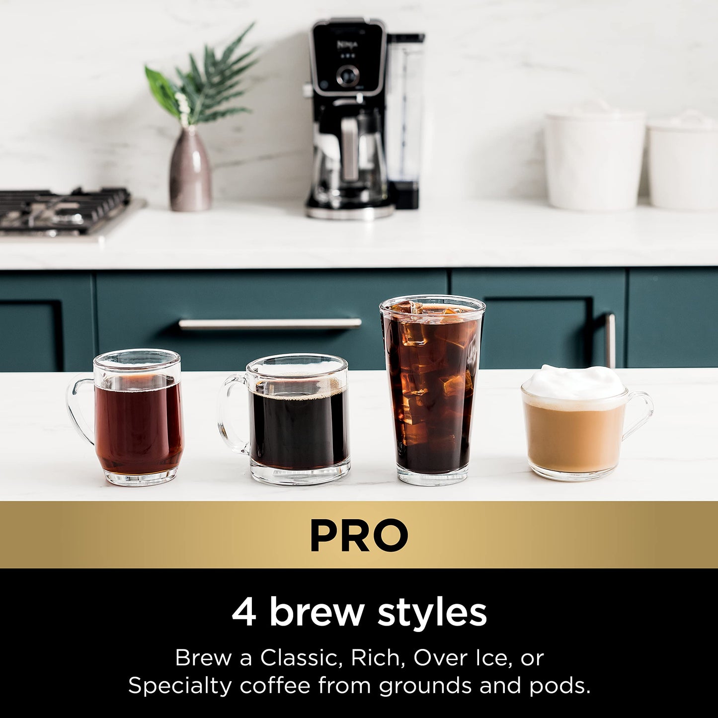 Ninja Specialty Drip Coffee Maker | DualBrew™ Pro Specialty Coffee Machine w/Frother, Permanent Filter | Brew w/Pods & Grounds, K Cups Compatible | 4 Brew Styles, 13 Cup to Pot Sizes | Black CFP307